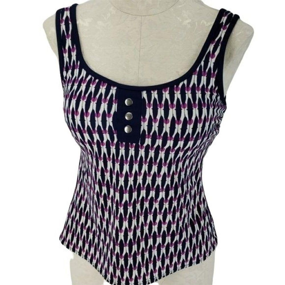 Kim Rogers tankini small abstract Swimsuit bathing suit Top